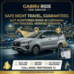 Gabru Ride Taxi Service promotional banner for safe night travel in Ludhiana
